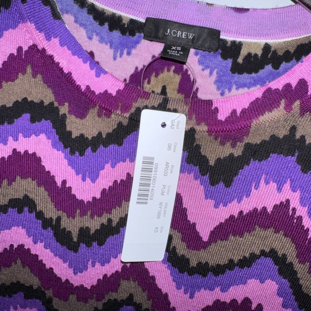 J.Crew Tippi Pullover Merino Wool Zig Zag Chevron Knit Sweater XS‎ NWT - Picture 3 of 11